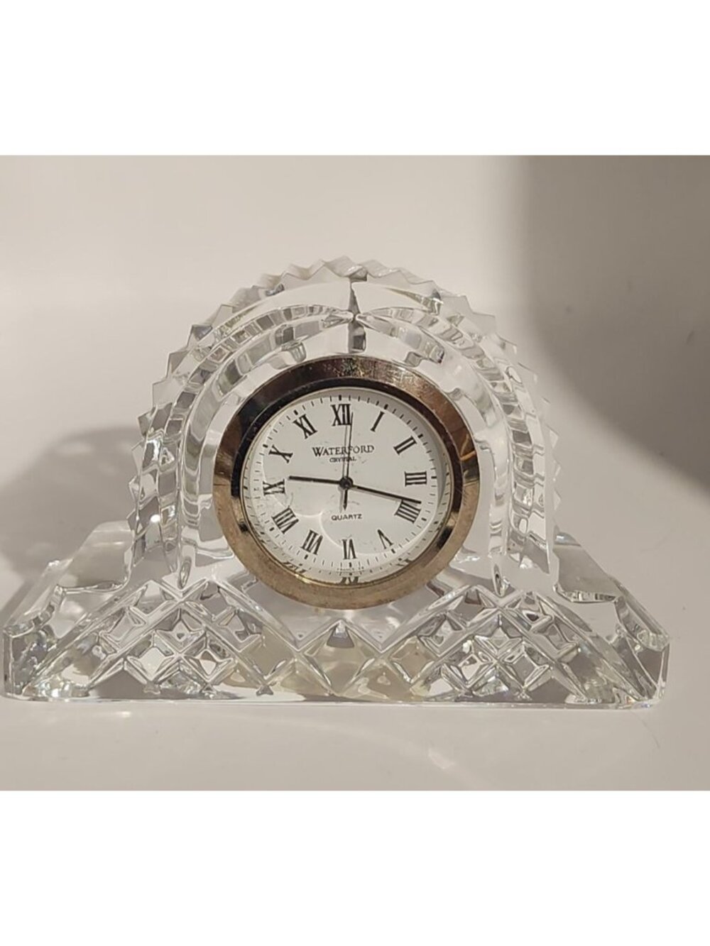 Waterford Crystal Mantel Clock With Roman Numerals & Quartz Movement 4 Inches Wi